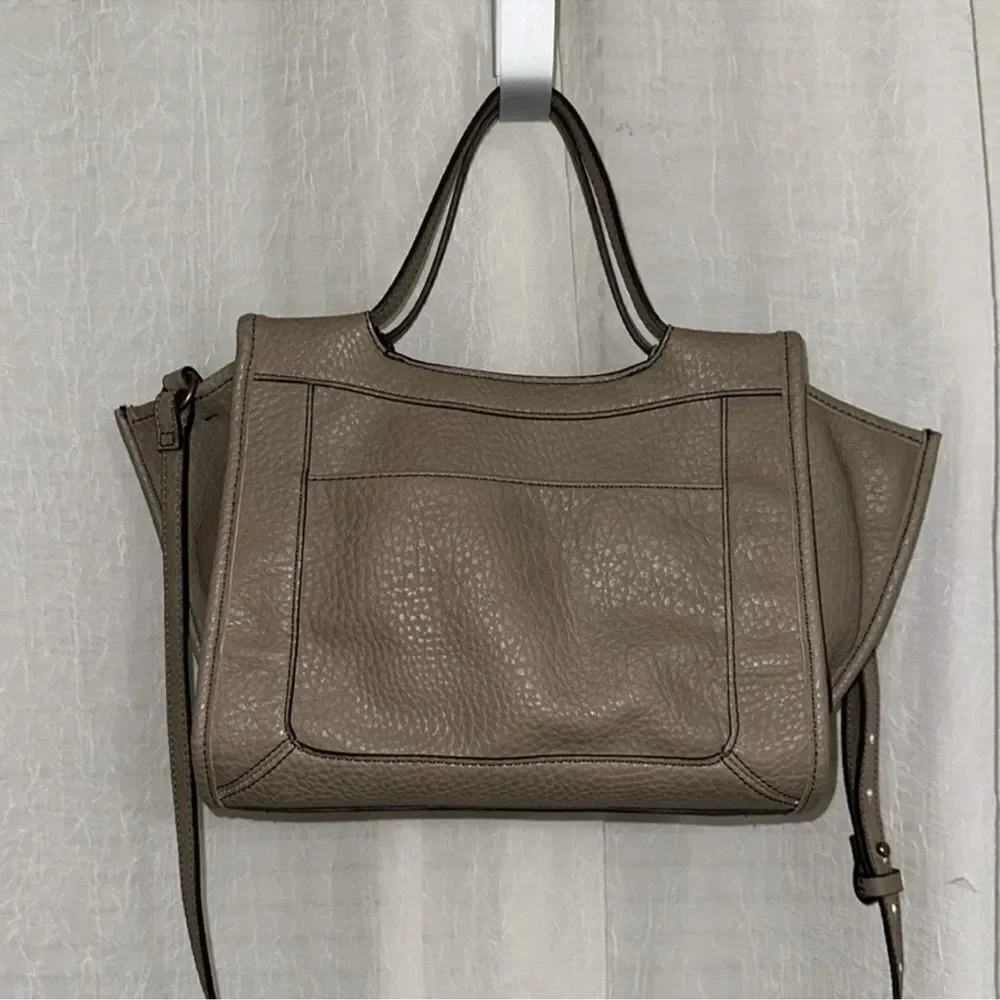 a.n.a. Taupe Faux Leather Satchel with Crossbody Strap